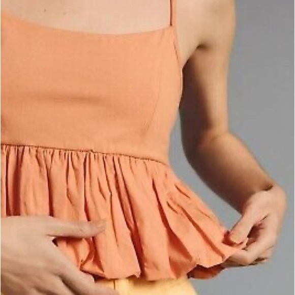 Maeve Anthropologie Bubble Cropped Cami Tank Top in Creamsicle Orange - Picture 2 of 6